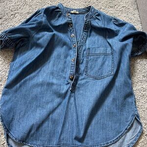 Denim Button-Front Pocket Shirt - Blue